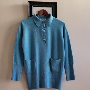 United  Colors Of Benetton Vintage Lambswool Polo Collared Knit Sweater